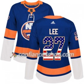 Adidas Maillot de Hockey New York Islanders Anders Lee 27 2017-2018 Bleu USA Flag Fashion Authentic - Femme